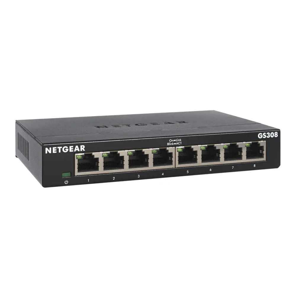 NETGEAR GS308 LAN Switch 8 Port Netzwerk Switch (Plug-and-Play Gigabit ...