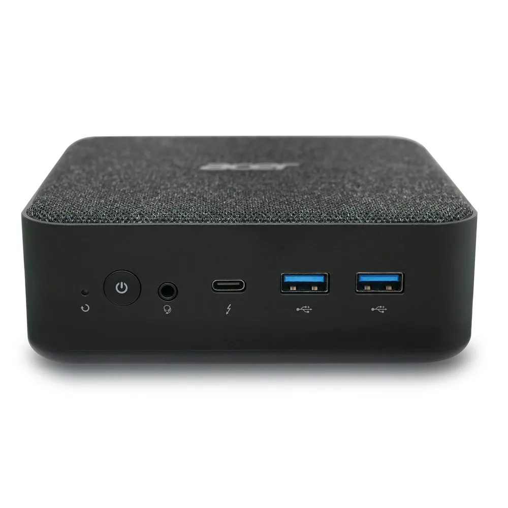 Acer revo rb102 mini pc sprednji priključki usb-c usb-a in avdio