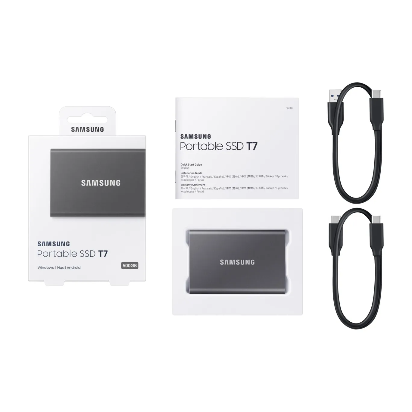 Samsung Portable SSD T7 1 TB USB 3.2 Gen2 Typ-C Titan Gray PC/Mac
