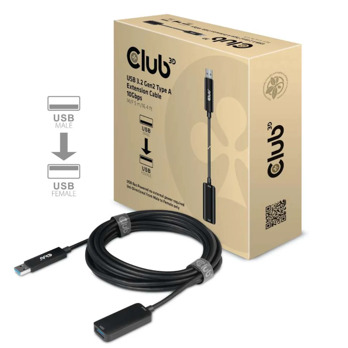 PAXO USB 3.2 Gen2 Verlängerungskabel – 3 M, 10 Gbit/s, Schwarz Mit Stoffmantel