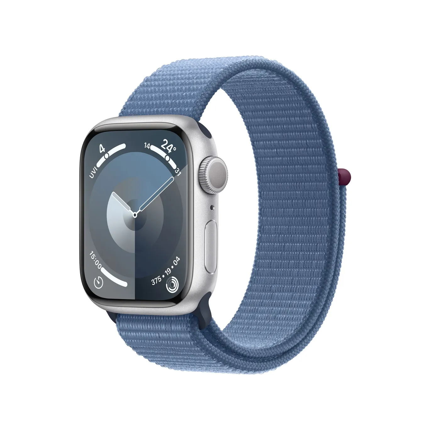 Apple Watch Series 9 GPS 41mm Aluminium Silber Sport Loop Winterblau