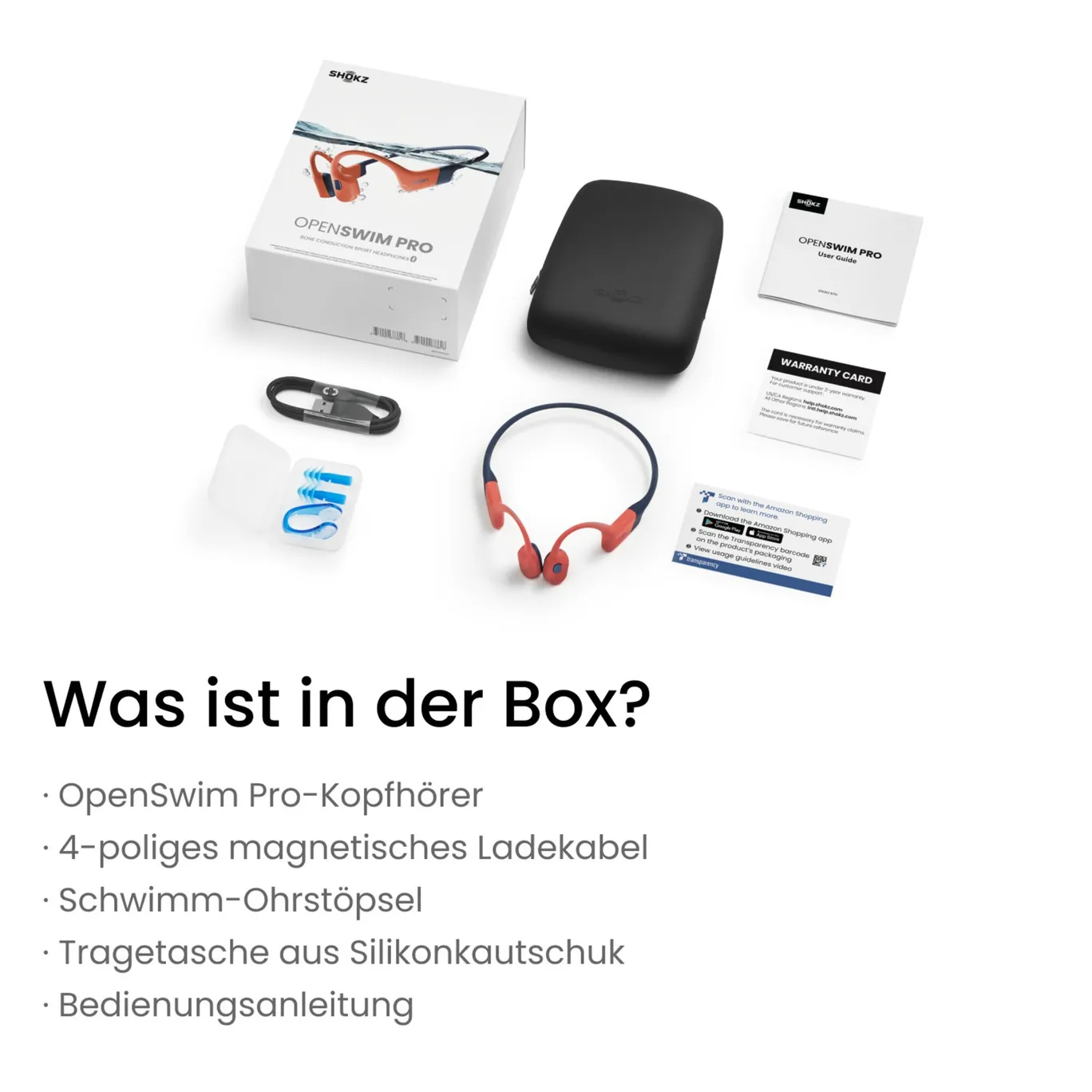 Shokz OpenSwim Pro MP3 Knochenschall-Sportkopfhörer rot