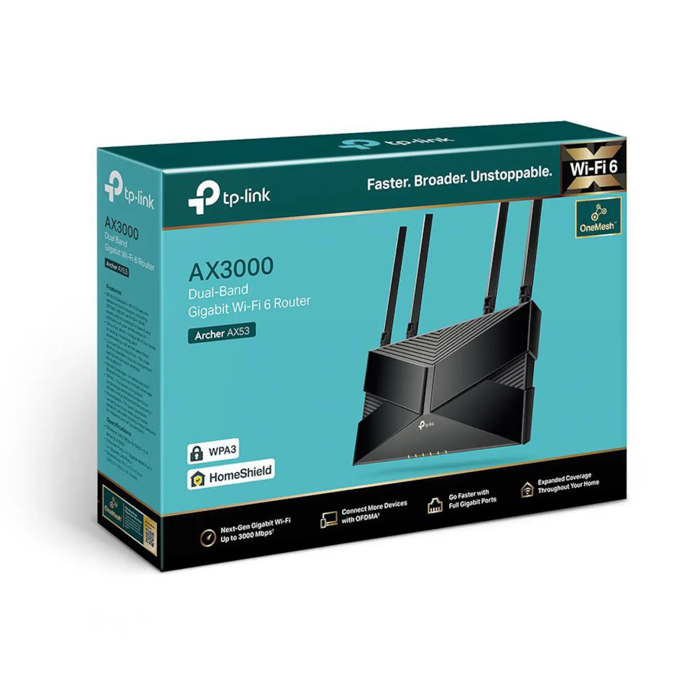 TP-LINK Archer AX3000 Dual Band MU-MIMO Gaming Router, Black