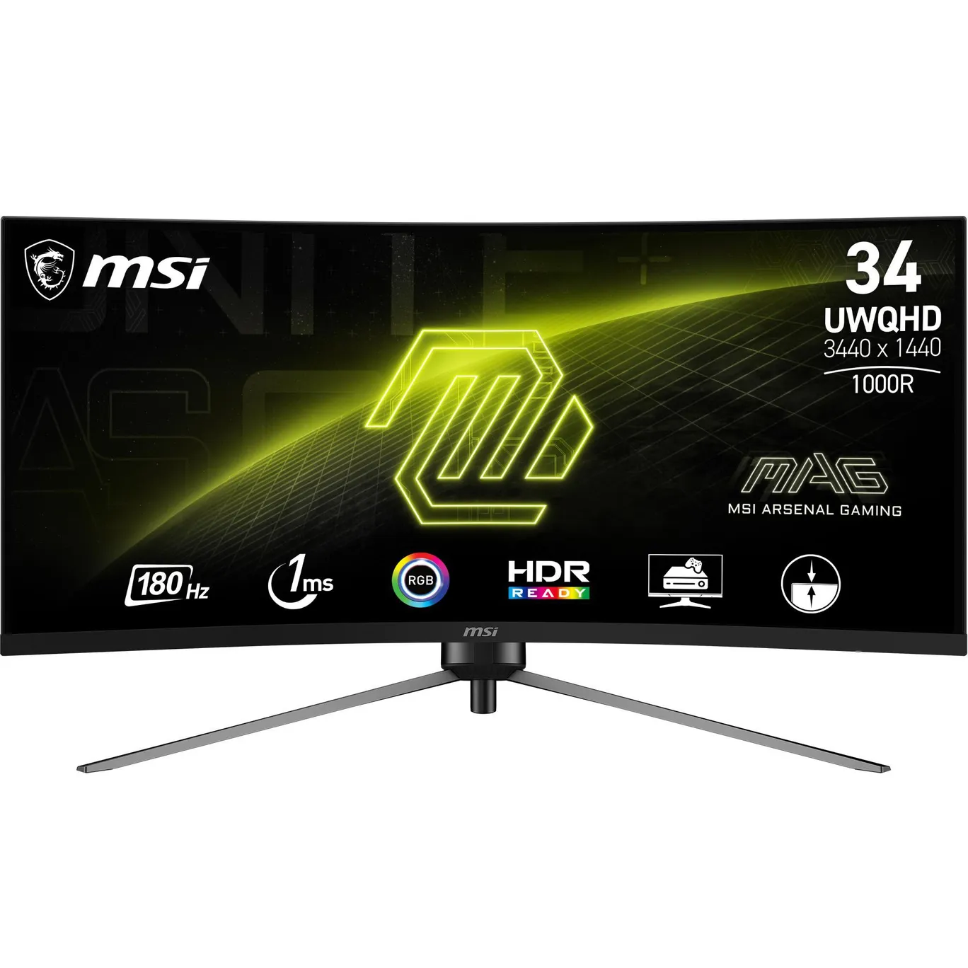 MSI MAG345CQRDE 86 4cm 34 UWQHD VA Curved Gaming Monitor HDMI DP 180Hz 1ms