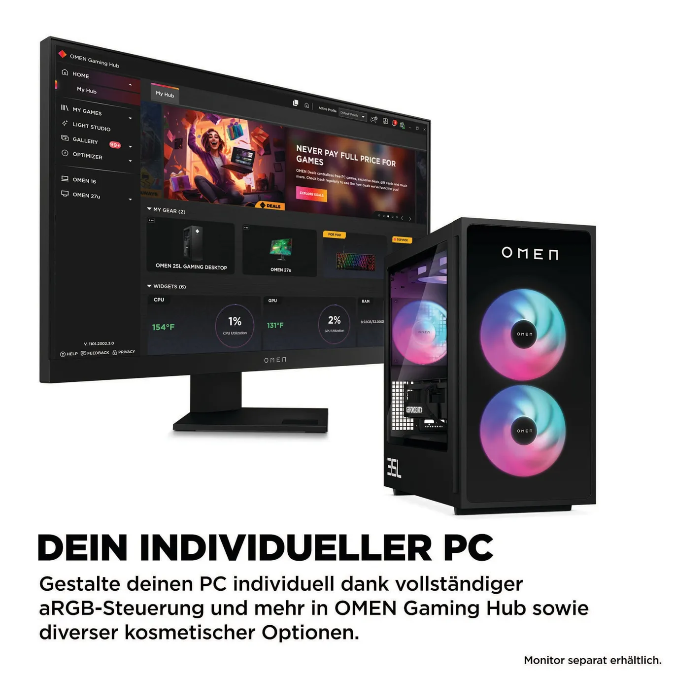 OMEN GT16-0477ng 35L Gaming Desktop AMD Ryzen™ 7 8700F 64GB/2TB