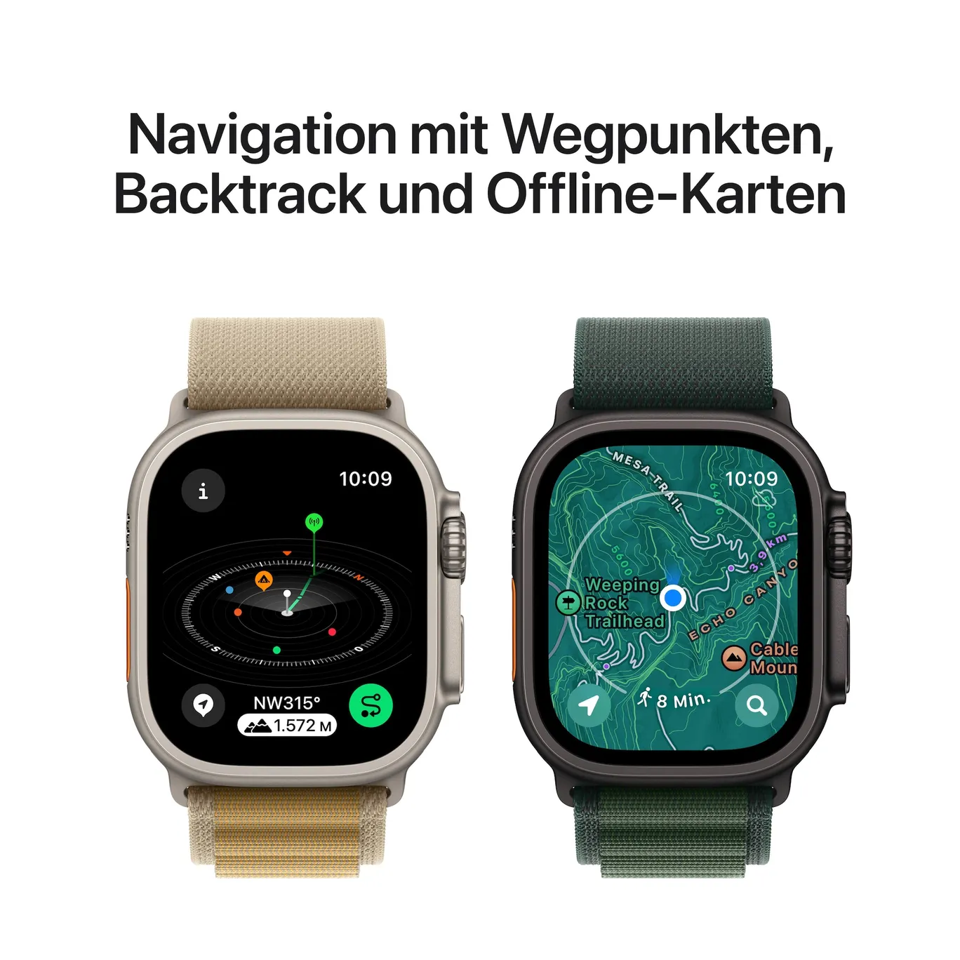 iphone klingelton vibration Apple Watch Ultra 2 LTE 49mm Titanium Natur Gehäuse mit blauem Trail  Armband