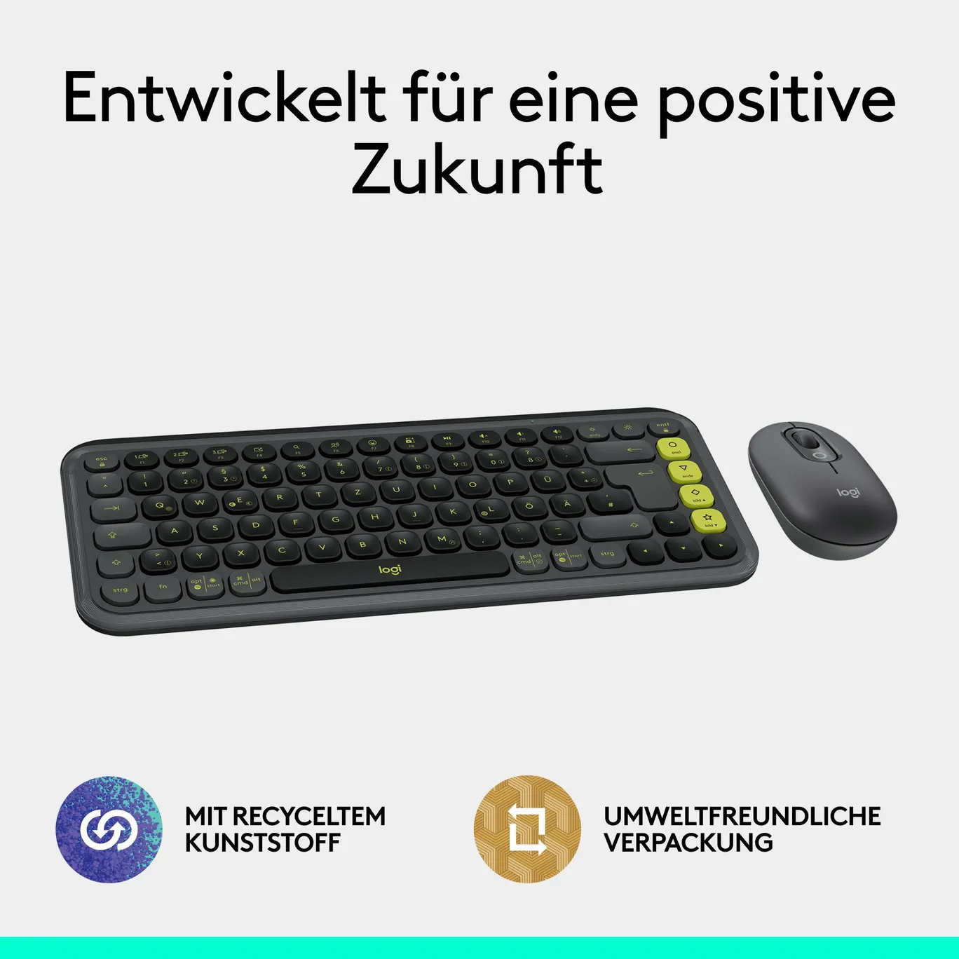 Logitech POP ICON COMBO, Bluetooth Tastatur Maus Set