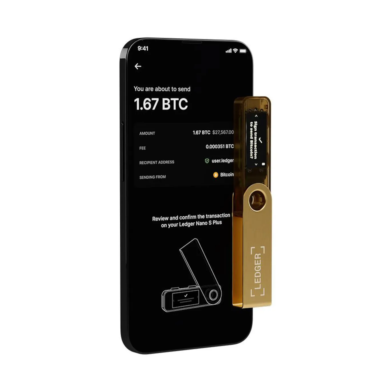 Ledger Nano S Plus Krypto-Hardware-Geldbörse Plus Gold