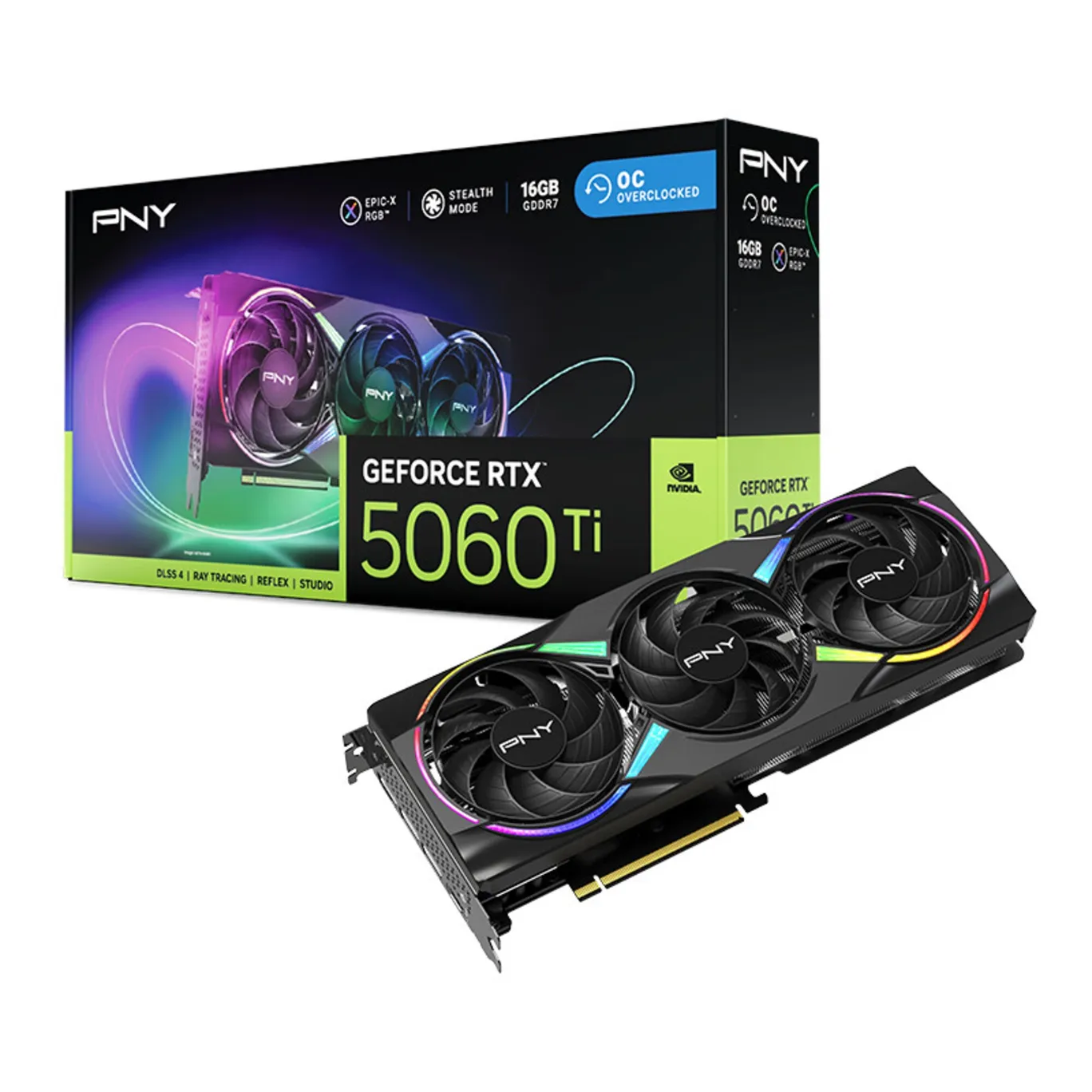 美品 PNY RTX5060Ti 16GB GeForce グラフィックボード PNY GeForce RTX™ 5060 Ti GPU Overclocked Dual Fan DLSS 4 16GB