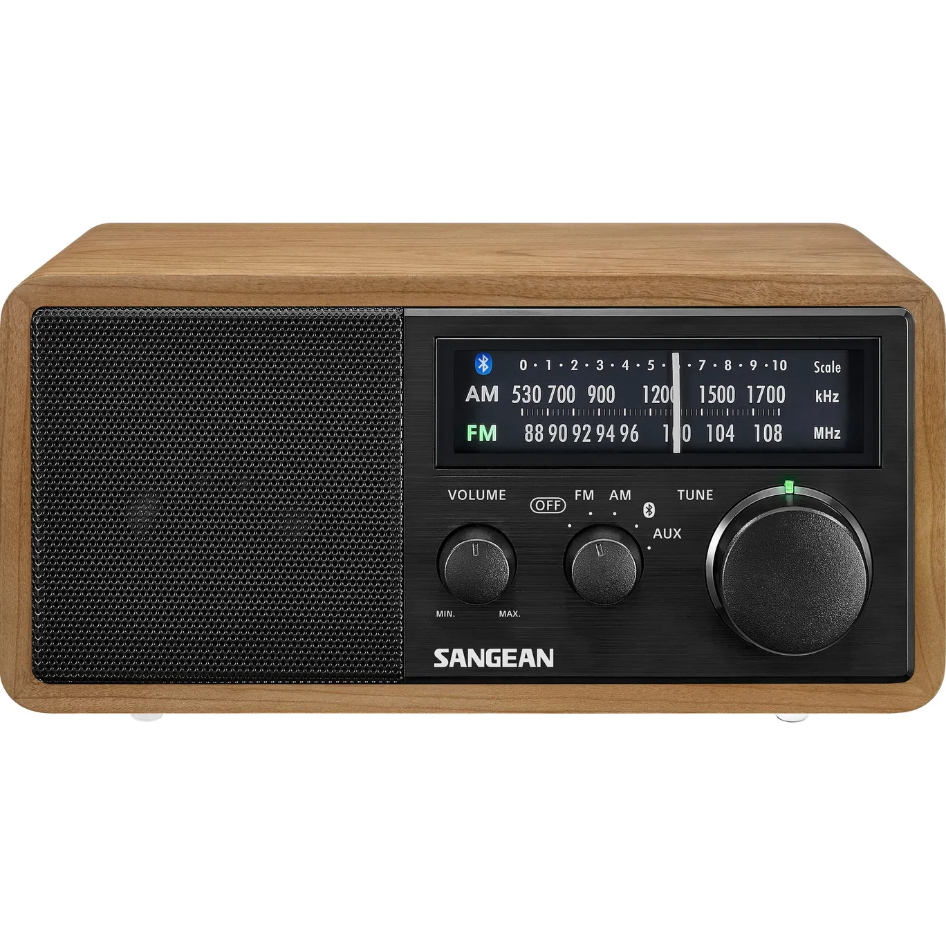 Sangean WR-11 BT Retro-Radio Echtholz-Gehäuse Helles Holz-schwarz