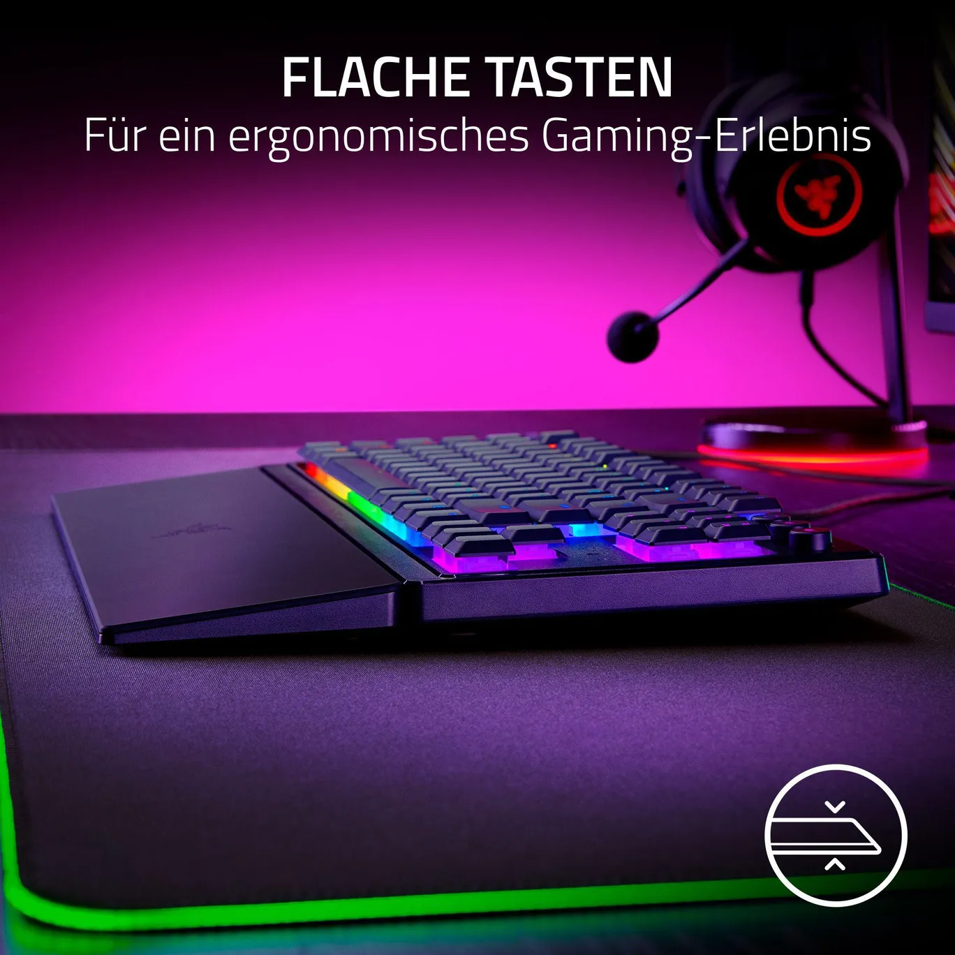 Razer Ornata V3 X RGB Low Profile Gaming Toetsenbord (stille membraanschakelaar, toetsdoppen met UV-coating, ergonomische palensteun, Razer Chroma RGB) IT-Layout