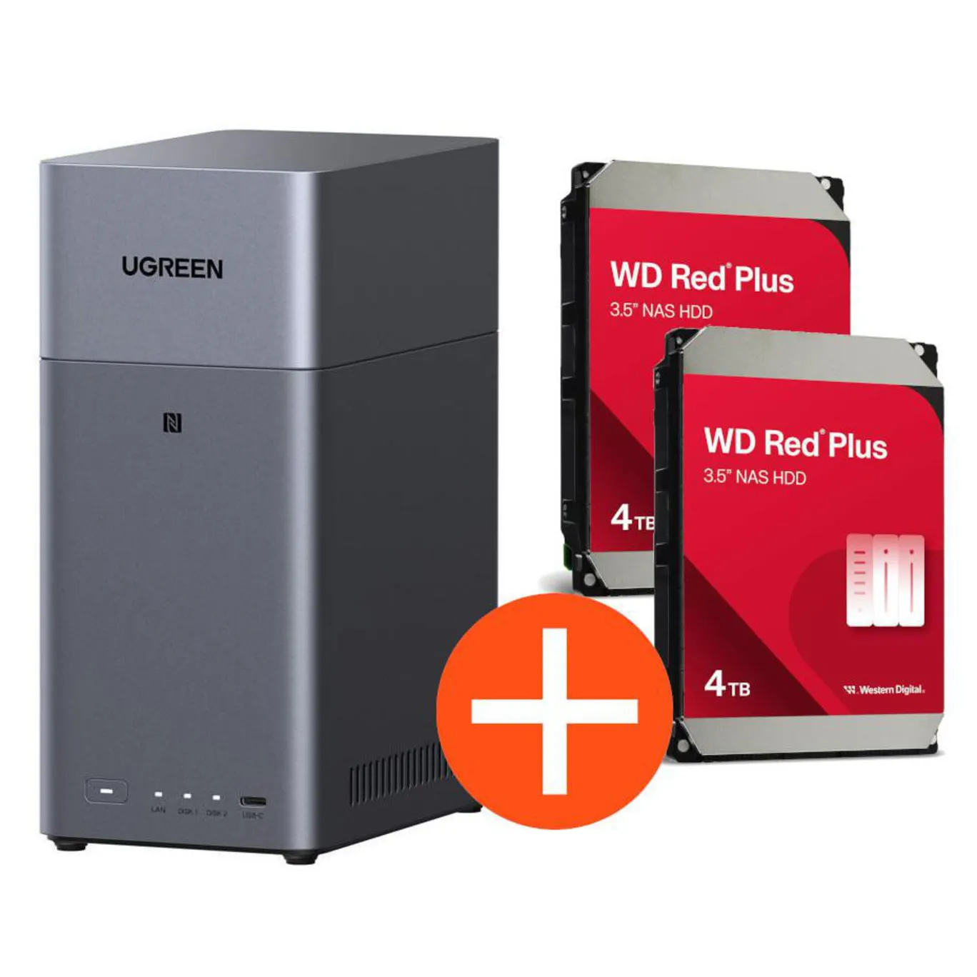 UGREEN NASync DH2300 NAS System 2-Bay 8TB inkl. 2x WD WD40EFZZ NAS