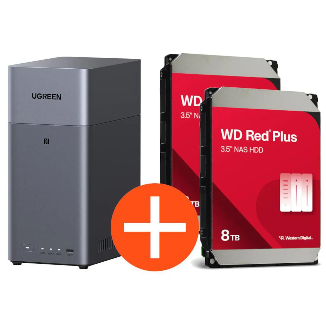 UGREEN NASync DH2300 NAS System 2-Bay 16TB inkl. 2x WD WD80EFPX