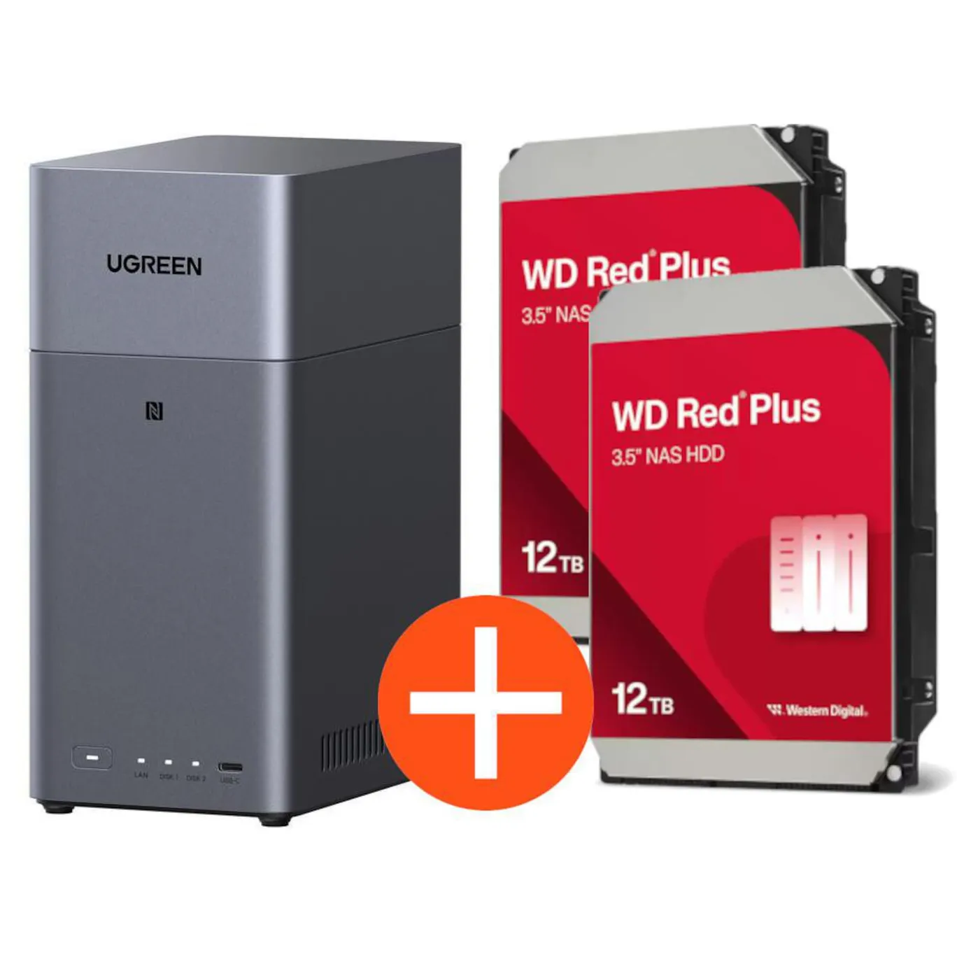 UGREEN NASync DH2300 NAS System 2-Bay 24TB inkl. 2x WD WD120EFGX
