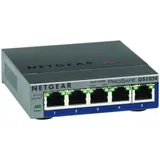Netgear GS105E Managed Switch 5 Port Gigabit Ethernet LAN Switch Plus (Netzwerk Switch Managed, IGMP, QoS, VLAN, lüfterlos, robustes Metallgehäuse), Grau