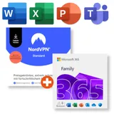 Microsoft 365 Family (Office-Apps inkl. Copilot-KI und 6TB Cloudspeicher) + NordVPN | Download & Produktschlüssel