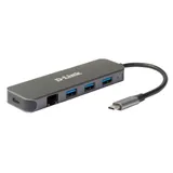 D-Link DUB-2334 5-In-1 USB-C Hub mit Gigabit-Ethernet/Stromversorgung