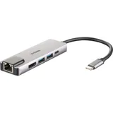 D-Link DUB-M520 5-In-1 USB-C Hub mit HDMI/Ethernet und USB-C Ladeanschluss