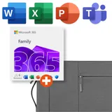 Microsoft 365 Family (Office-Apps inkl. Copilot-KI und 6TB Cloudspeicher) | Download & Produktschlüssel (inkl. Laptoptasche)