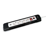EQUIP 245553 4fach Verteiler mit Schalter und 2fach USB-Lader, Mehrfachsteckdose Schuko