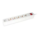 EQUIP 245554 6fach Verteiler mit Schalter und 2fach USB-Lader, Mehrfachsteckdose Schuko