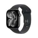 Apple Watch Series 11 GPS 46mm Aluminium Gehäuse Diamantschwarz mit Sport Band Schwarz- M/L
