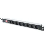 DIGITUS 7-fach Schutzkontaktsteckdose mit Aluminiumprofil und Schalter, 2 m