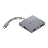 Lenovo 4-in-1 USB-C Hub Grau, HDMI, USB-A, 2x USB-A, 3.5mm Klinke-Combo