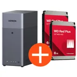 UGREEN NASync DH2300 NAS System 2-Bay 12TB inkl. 2x WD WD60EFPX NAS HDD - 6 TB