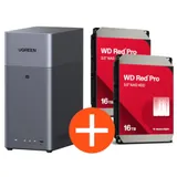 UGREEN NASync DH2300 NAS System 2-Bay 32TB inkl. 2x WD WD161KFGX NAS HDD - 16 TB