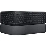 Logitech Ergo K860 Tastatur Schwarz, kabellos, Bluetooth, ergonomisch, US-International Layout, Unterstützt Logi Options+