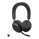 Jabra Evolve2 75 MS Stereo-Headset Schwarz, kabellos, Bluetooth, Link 390c Adapter, USB-C, Microsoft Teams zertifiziert