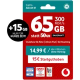 Vodafone Prepaid CallYa M | 65 GB statt 50 GB | 15 EUR Guthaben | ohne Vertrag | 5G | Allnet Flat | EU-Roaming | weltweit nutzbar