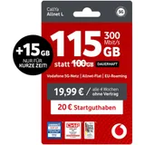 Vodafone Prepaid CallYa L | 115 GB statt 100 GB | 20 EUR Guthaben | ohne Vertrag | 5G | Allnet Flat | EU-Roaming | weltweit nutzbar