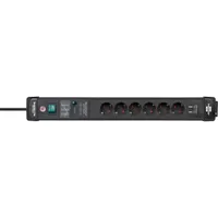 Brennenstuhl Premium-Line Steckdosenleiste 6-fach 3m mit 2 mal USB schwarz