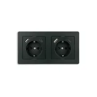 Kabelmeister Einbausteckdose 2-fach m. Schnelllader (20W, PD3.0), USB, anthrazit