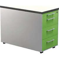 Schubladencontainer auf Rollen, 579x800mm, 3 Schubl., alusilber/gelbgrün/weiß