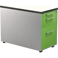Schubladencontainer auf Rollen, 579x800mm, 1 Materialschub, alu/gelbgrün/weiß