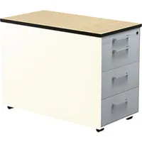 Schubladencontainer auf Rollen, 573x800mm, 3 Schubl., reinweiß/alusilber/Ahorn