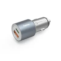 Hama 00201639 Auto-Schnellladegerät, 1x USB-C PD, 1x USB-A QC, 38 W, Metall