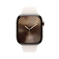 Apple Watch Series 10 LTE 46mm Gold Titangehäuse mit Starlight Sportarmband - S/M