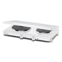 Rommelsbacher THL 3097/A Doppelkochplatte mit Abdeckung 3000W weiß feueremailliert