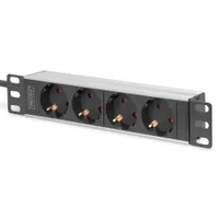 DIGITUS 10" Steckdosenleiste mit Aluminiumprofil, 4-fach Schutzkontaktsteckdose