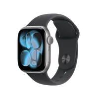 Apple Watch Series 11 GPS 42mm Space Grey Aluminium Gehäuse mit Sport Band (black) - S/M
