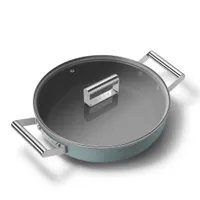 Smeg Schmorpfanne mit Glasdeckel 50's Style 28 cm 2 Griffe Emerald Green