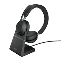 Jabra Evolve2 65 MS Stereo-Headset Schwarz, kabellos, Bluetooth, Link 390a Adapter, inkl. Ladestation, Microsoft Teams zertifiziert