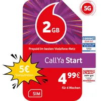 Vodafone Prepaid CallYa Start | 5 EUR Startguthaben | 1 Monat 2GB | 5G-Netz