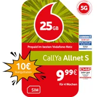 Vodafone Prepaid CallYa S | 10 EUR Startguthaben | 1 Monat 25GB | 5G-Netz