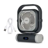 Medion MD12065 E10 TF Camping Ventilator 5 Stufen mit Powerbank Funktion schwarz