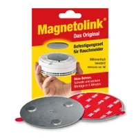 Magnetolink, Magnetbefestigungsset für Rauchmelder, Werkzeugfreie Montage mit 3M-Klebepads für alle Rauchmelder ab Ø70mm